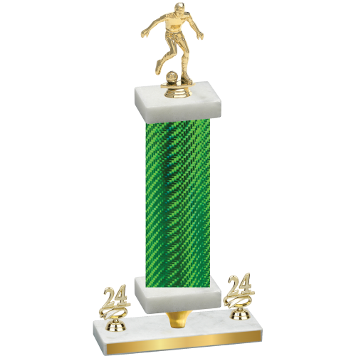 Premium Single Green Carbon Fiber Year Soccer Trophy