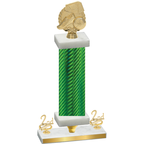 Premium Single Green Carbon Fiber Second Place Soccer Trophy