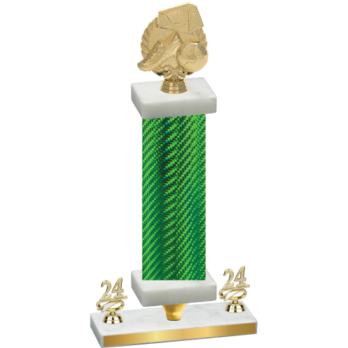 Premium Single Green Carbon Fiber Year Soccer Trophy