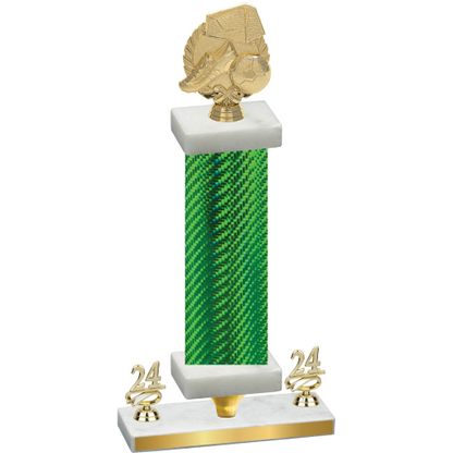 Premium Single Green Carbon Fiber Year Soccer Trophy