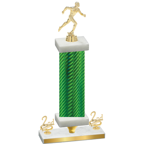 Premium Single Green Carbon Fiber Second Place Running Trophy