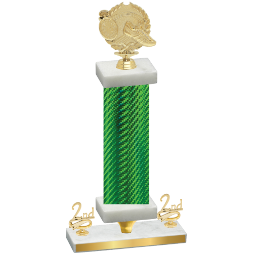 Premium Single Green Carbon Fiber Second Place Running Trophy