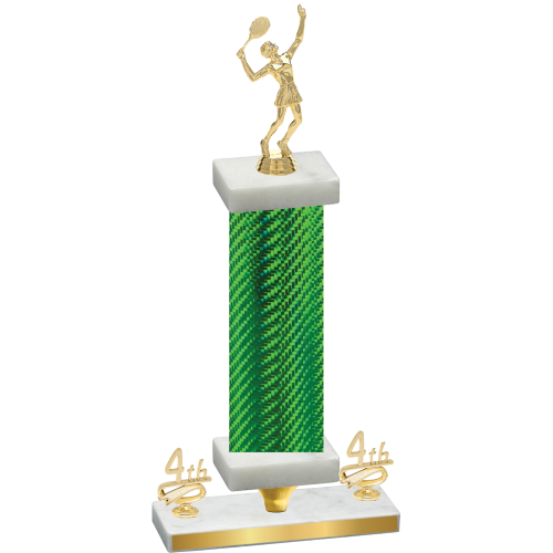 Premium Single Green Carbon Fiber Fourth Place Tennis Trophy