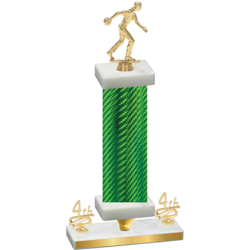 Premium Single Green Carbon Fiber Fourth Place Bowling Trophy