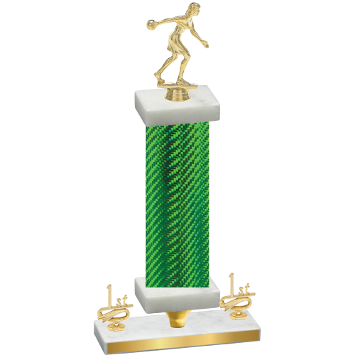Premium Single Green Carbon Fiber First Place Bowling Trophy