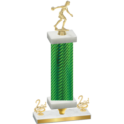 Premium Single Green Carbon Fiber Second Place Bowling Trophy