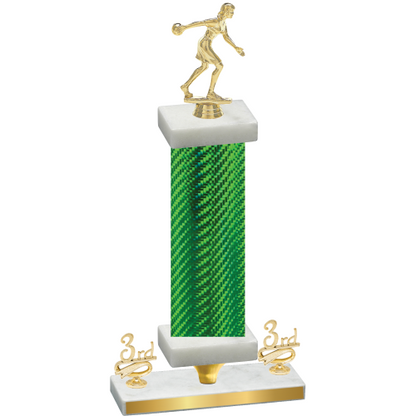 Premium Single Green Carbon Fiber Third Place Bowling Trophy