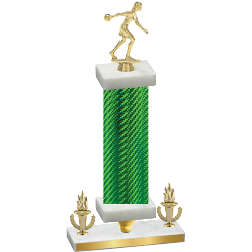 Premium Single Green Carbon Fiber Victory Bowling Trophy