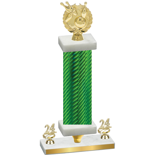 Premium Single Green Carbon Fiber Year Bowling Trophy