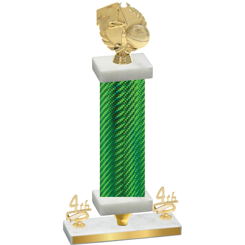 Premium Single Green Carbon Fiber Fourth Place Basketball Trophy
