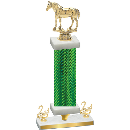 Premium Single Green Carbon Fiber Second Place Horses Trophy