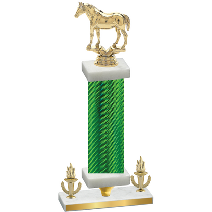 Premium Single Green Carbon Fiber Victory Horses Trophy