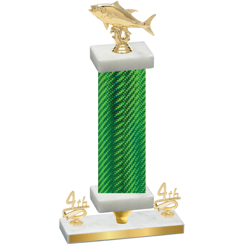 Premium Single Green Carbon Fiber Fourth Place Fishing Trophy