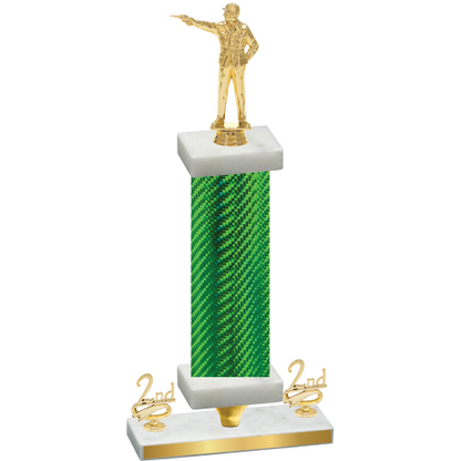 Premium Single Green Carbon Fiber Second Place Shooter Trophy