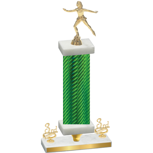 Premium Single Green Carbon Fiber Third Place Skater Trophy