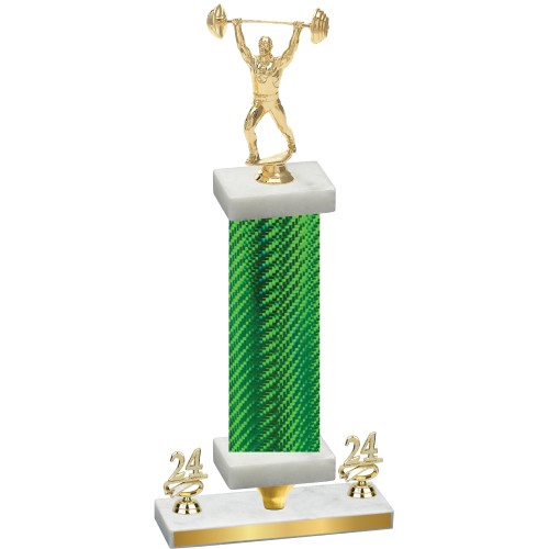 Premium Single Green Carbon Fiber Year Weights Trophy