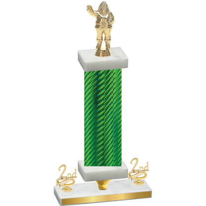 Premium Single Green Carbon Fiber Second Place Holiday Trophy