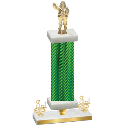 Premium Single Green Carbon Fiber Third Place Holiday Trophy