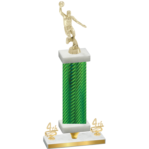 Premium Single Green Carbon Fiber Fourth Place Basketball Trophy