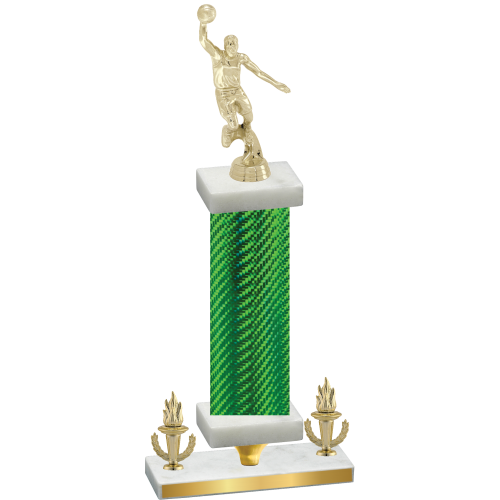 Premium Single Green Carbon Fiber Victory Basketball Trophy