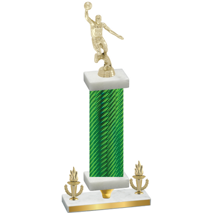 Premium Single Green Carbon Fiber Victory Basketball Trophy