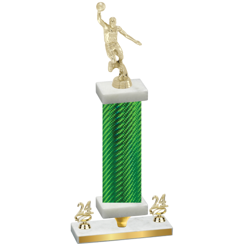 Premium Single Green Carbon Fiber Year Basketball Trophy