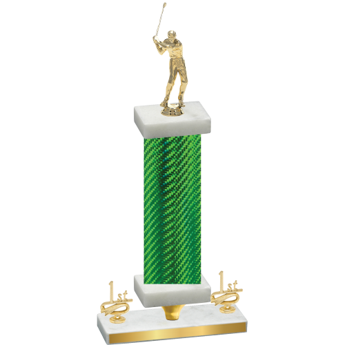 Premium Single Green Carbon Fiber First Place Golf Trophy