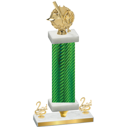Premium Single Green Carbon Fiber Second Place Baseball Trophy