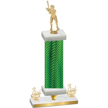 Premium Single Green Carbon Fiber Third Place Baseball Trophy