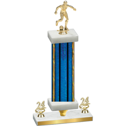 Premium Single Blue Glacier Year Soccer Trophy
