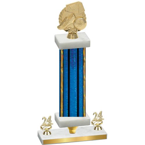 Premium Single Blue Glacier Year Soccer Trophy