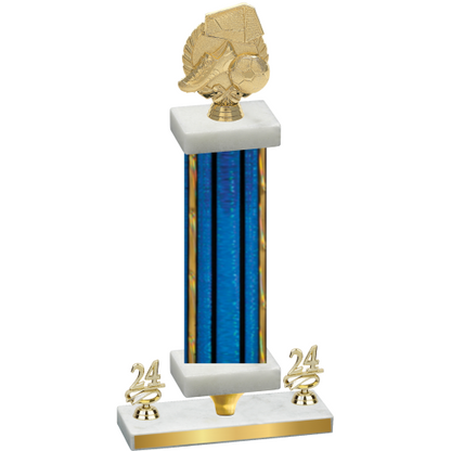 Premium Single Blue Glacier Year Soccer Trophy