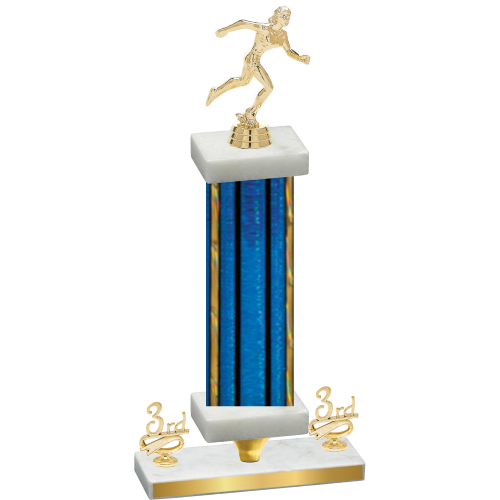 Premium Single Blue Glacier Third Place Running Trophy