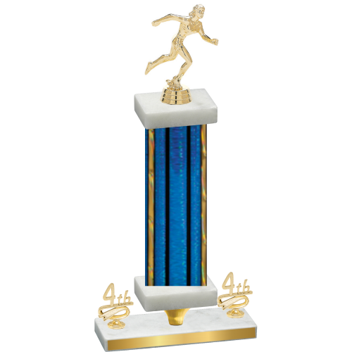 Premium Single Blue Glacier Fourth Place Running Trophy