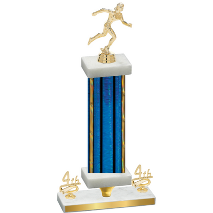 Premium Single Blue Glacier Fourth Place Running Trophy