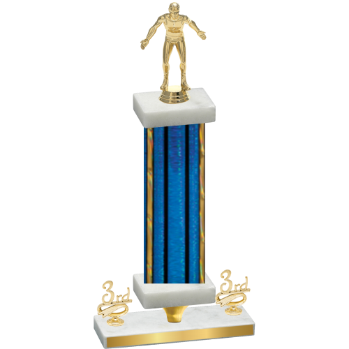 Premium Single Blue Glacier Third Place Wrestling Trophy