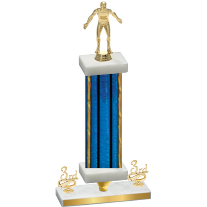 Premium Single Blue Glacier Third Place Wrestling Trophy