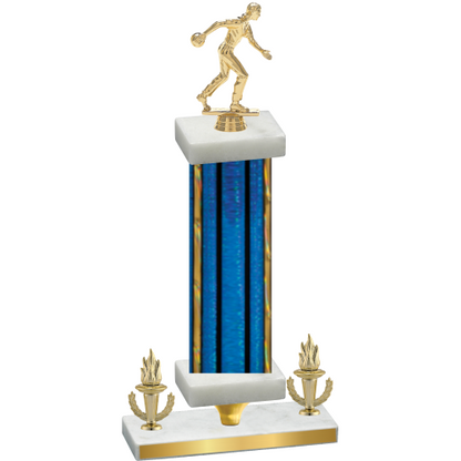 Premium Single Blue Glacier Victory Bowling Trophy