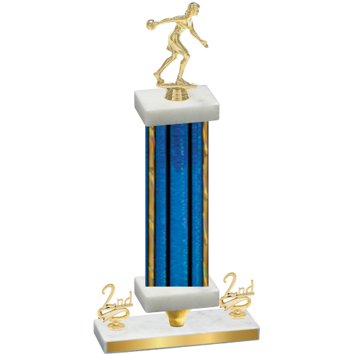 Premium Single Blue Glacier Second Place Bowling Trophy