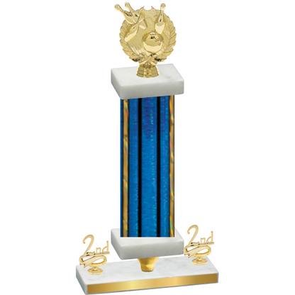 Premium Single Blue Glacier Second Place Bowling Trophy