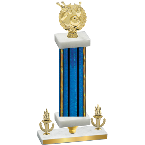 Premium Single Blue Glacier Victory Bowling Trophy
