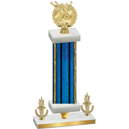 Premium Single Blue Glacier Victory Bowling Trophy