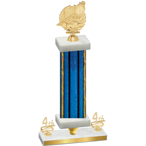 Premium Single Blue Glacier Fourth Place Swimming Trophy