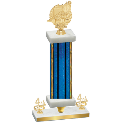 Premium Single Blue Glacier Fourth Place Swimming Trophy