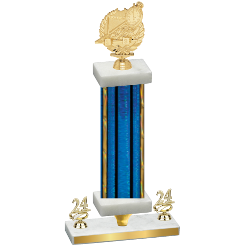 Premium Single Blue Glacier Year Swimming Trophy
