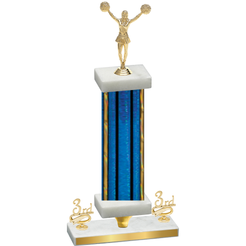 Premium Single Blue Glacier Third Place Cheerleading Trophy