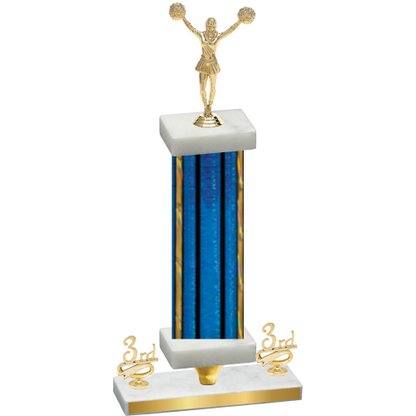 Premium Single Blue Glacier Third Place Cheerleading Trophy