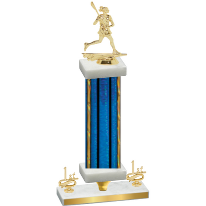 Premium Single Blue Glacier First Place Lacrosse Trophy