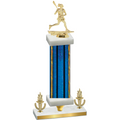 Premium Single Blue Glacier Victory Lacrosse Trophy
