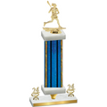 Premium Single Blue Glacier Year Lacrosse Trophy